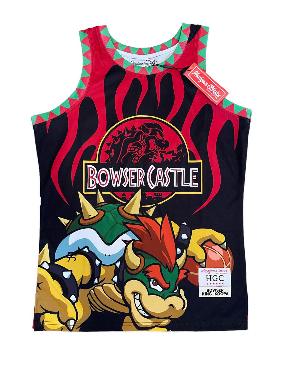 Bowser Castle Men's Headgear Classics Embroidered Basketball Jersey Size Medium